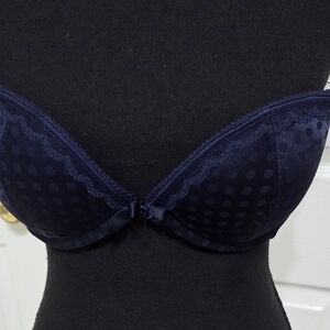 Aerie Midnight Blue Polka Dot Lace Strapless Bra